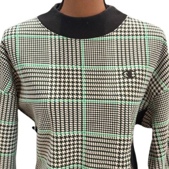 Champion Black and White Crew Neck Sweater with Plaid Design - Picture 2 of 9